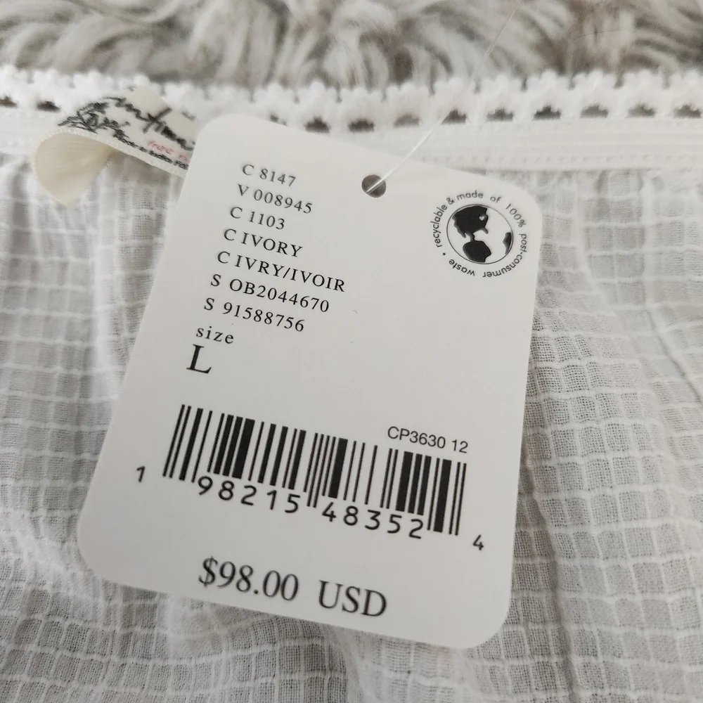 Free People Wide Awake‎ Mini Slip Dress in Ivory Women's Size Large